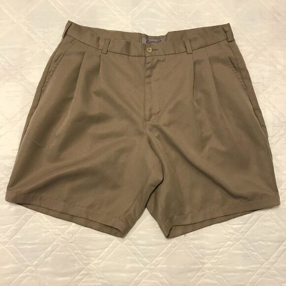 R&R Casuals brown‎ flat front shorts size 38 - Picture 1 of 3